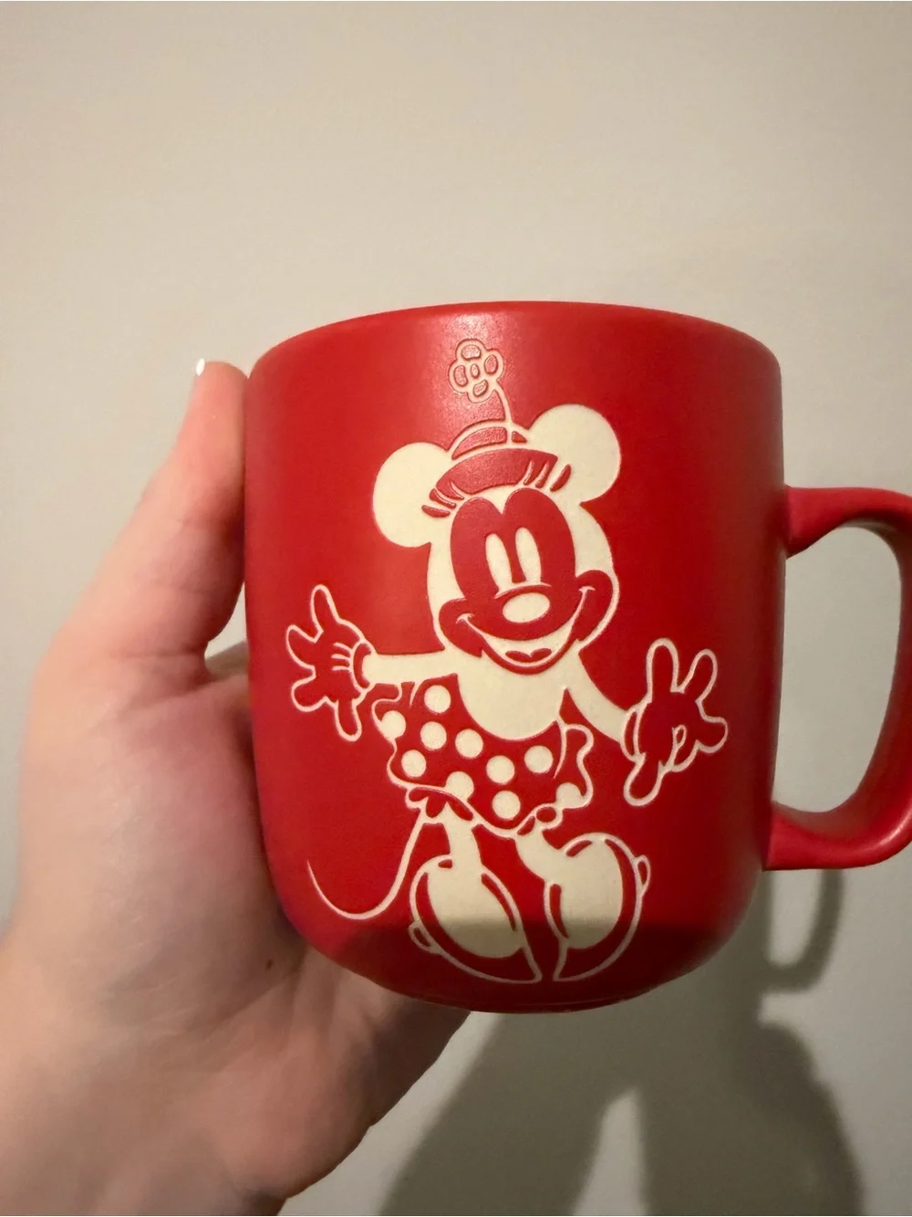Disney Red Minnie Mouse Ceramic Mug with Cream Graphic Collectible